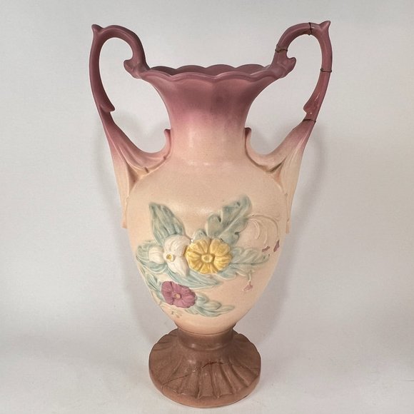 Vtg Hull Art Vase Double Handle Ceramic Wildflower Pastel Matte 40s - Picture 3 of 16